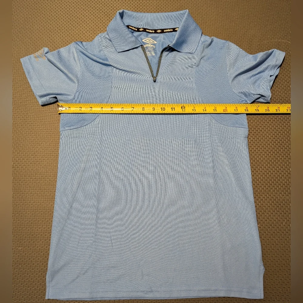 Umbro Sky Blue Polo with Zip Collar - Picture 2 of 6